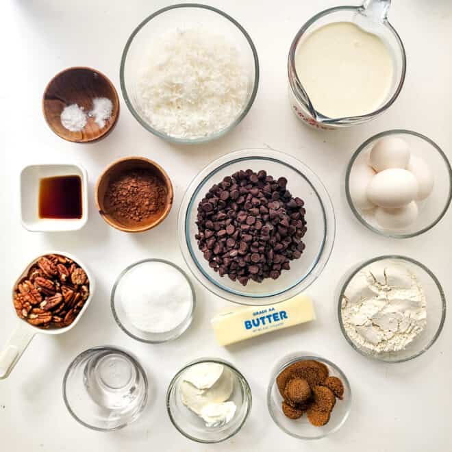 photo of ingredients you'll need to make german chocolate cupcakes