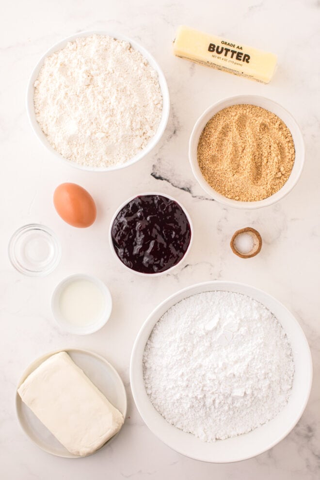 photo of ingredients to make Raspberry Cheesecake Cookies 