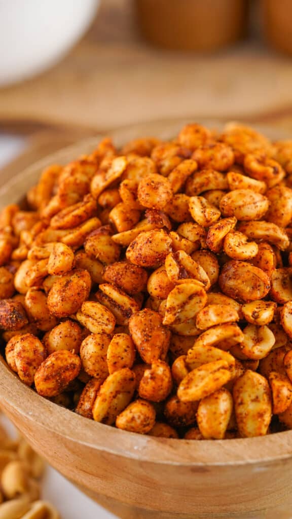 closeup photo of spiced peanuts ready to eat