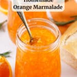 jar of orange marmalade with text overlay for Pinterest