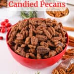 Crockpot Candied Pecans with text overlap for Pinterest