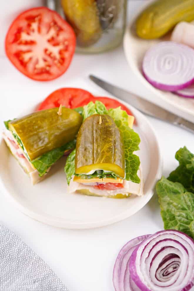 Picklewich - A deli style sandwich made with pickles insted of bread. 