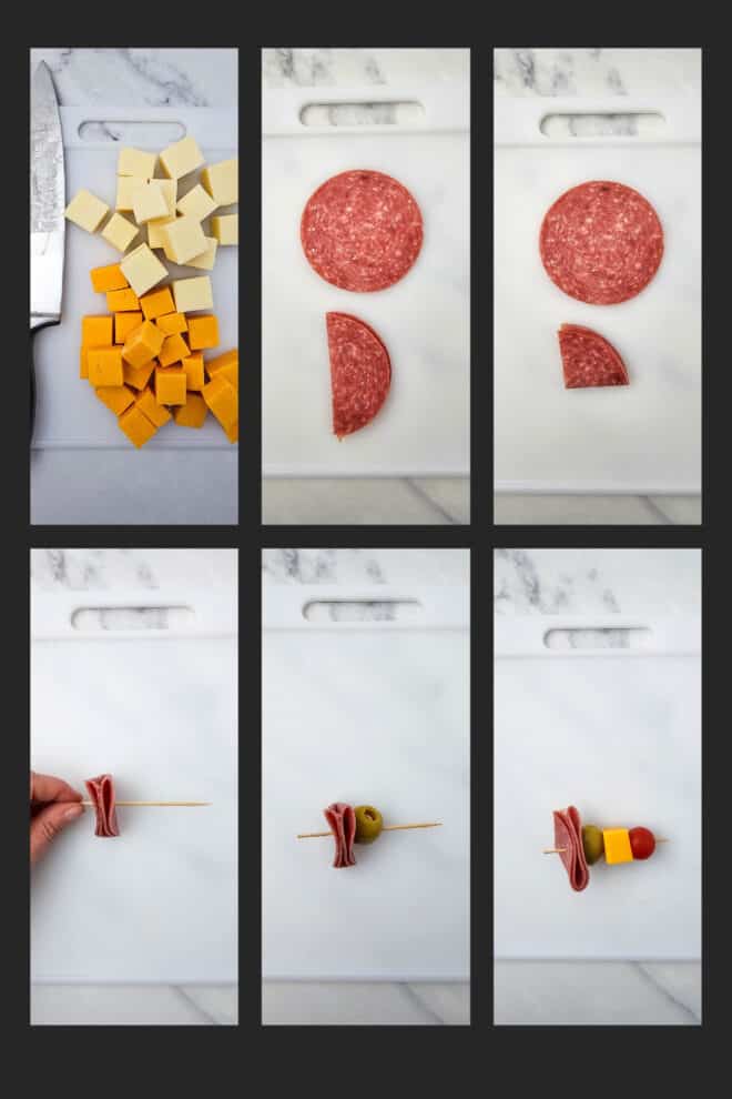 Process Shots on how to assemble a simple Christmas Charcuterie Wreath