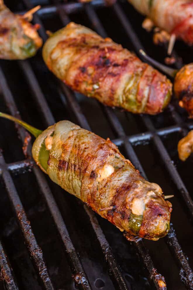 Grilled Jalapeno Poppers ready to remove from the grill