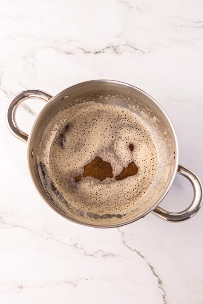 melted, browned butter in stainless steel pot